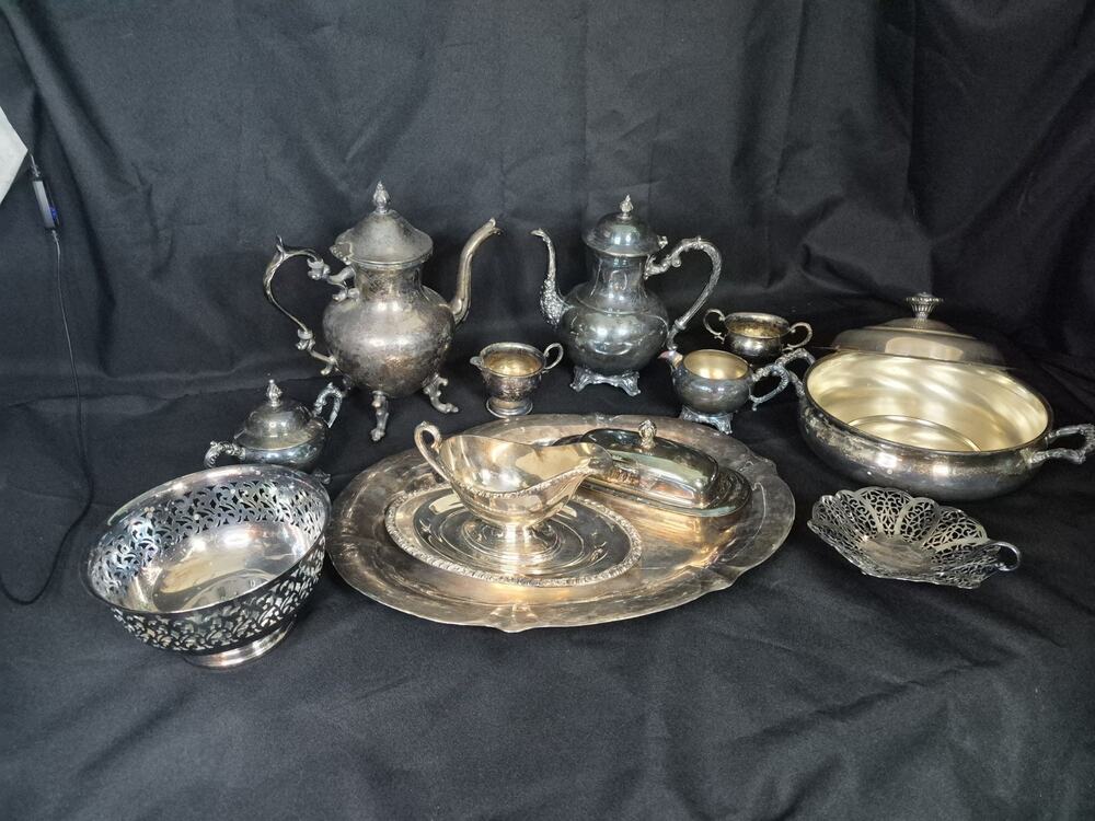 Vtg Silverplated WM Rogers Henley Service Set Tea Sugar Cream Butter Gravy Candy